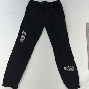 RGSTR Men Black Graphic Cargo Joggers Streetwear Tapered‎ Pants Size L